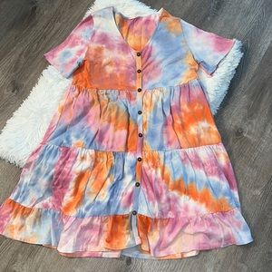 Oddy Tiered Tye Dye Dress - size 1XL